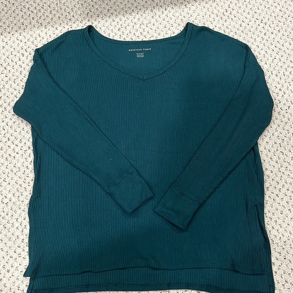 American Eagle Long Thin Green Knit Sweater, women's size XS